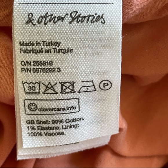 & Other Stories Tiered Puff Sleeve Open Back Cotton Midi Dress Size Large - Picture 11 of 15